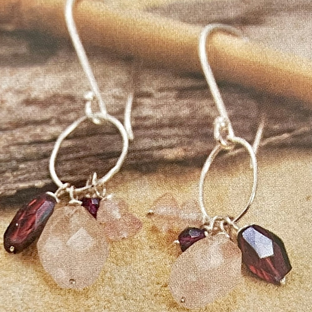 Michele Baratta Silver Rose Quartz Earrings